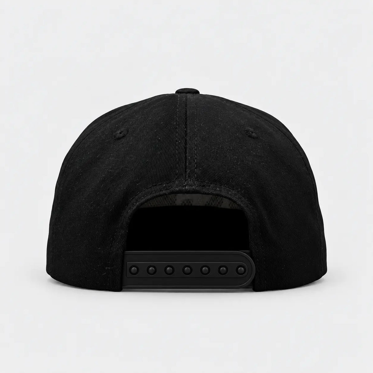 Nonnegotiable Flow black cotton cap, rear view with snapback closure