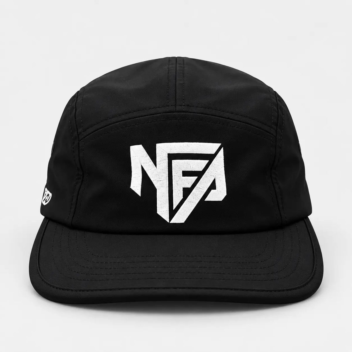 Nonnegotiable Flow black running cap, front view with printed NFA logo